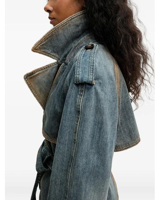 Miss Sixty Gray Belted Double-Breasted Denim Jacket