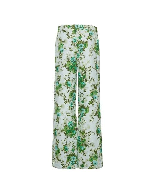 Cara Cara Green Mayflower Floral-Pattern Trousers