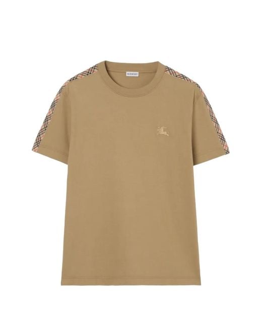 Burberry Natural Check-Trim Cotton T-Shirt for men