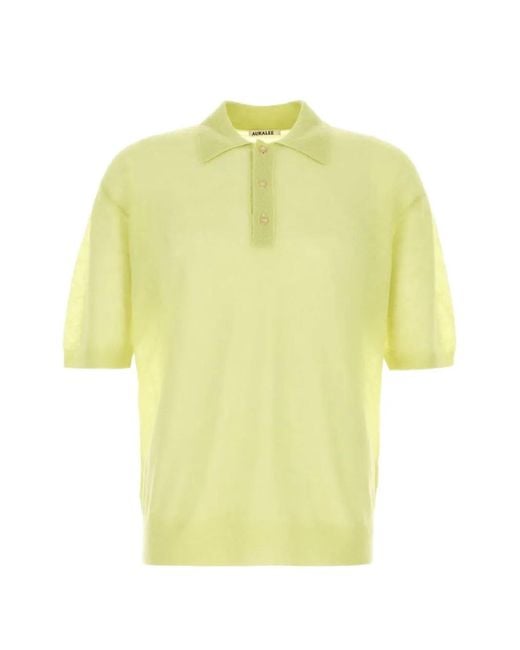 Auralee Yellow Mohair Blend Polo Shirt for men