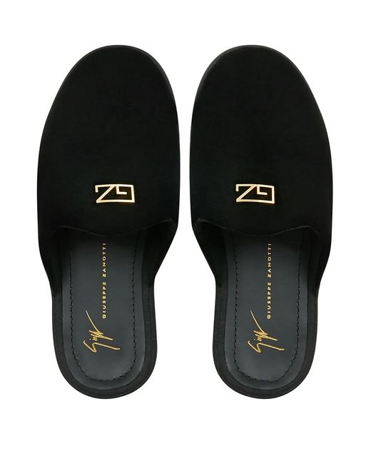 Giuseppe Zanotti Black Domitille Velvet Slippers