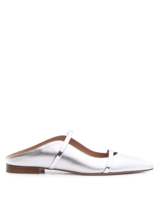 Malone Souliers Norah メタリック フラットパンプス White