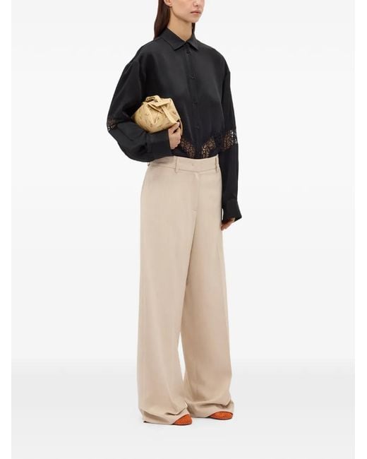 MSGM Blue Lace-Panel Shirt