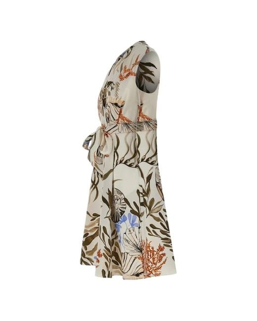Marella White Robe Imprimée À Jupe Portefeuille
