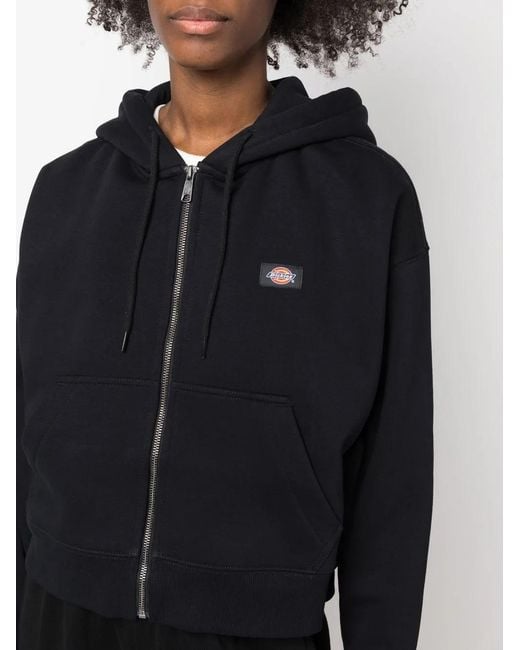 Dickies Black Logo-Patch Zip-Up Hoodie