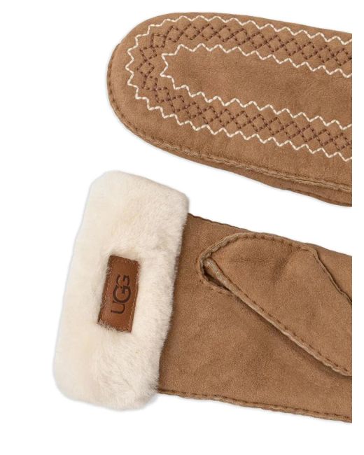 Ugg Natural Atherson Embroidered Gloves