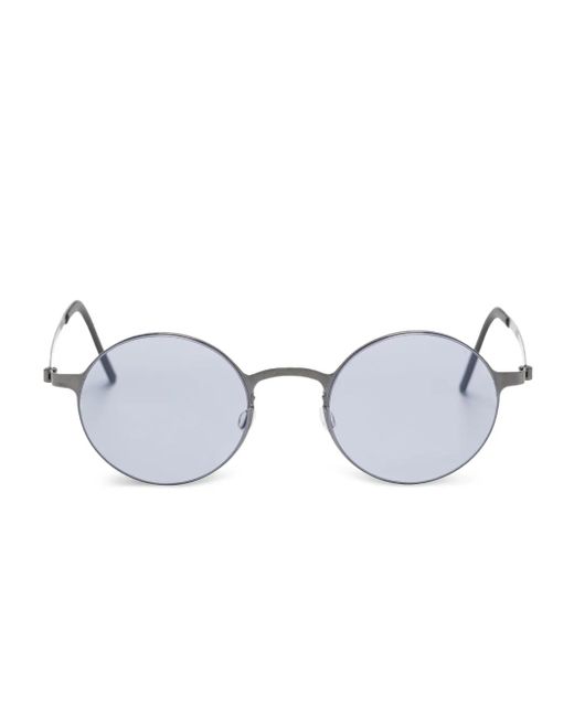 Lindberg Strip Zonnebril Met Ovalen Montuur in het Metallic