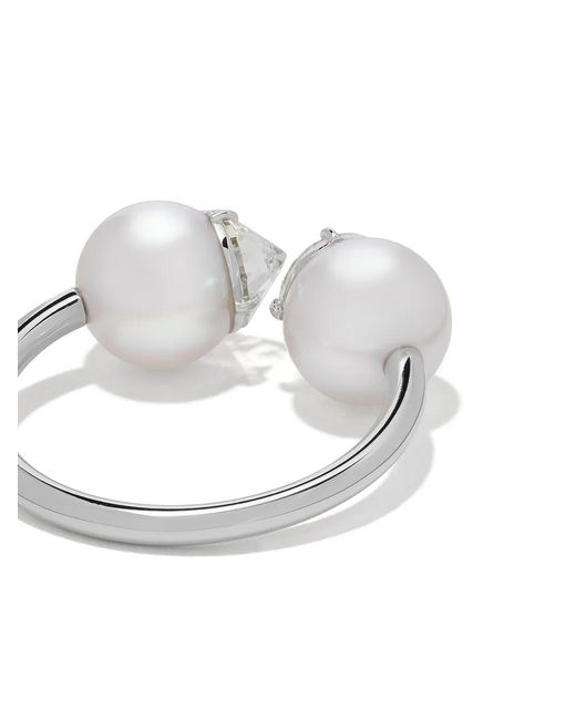 Tasaki White Platinum Refined Rebellion Signature Akoya Pearl And Diamond Ring