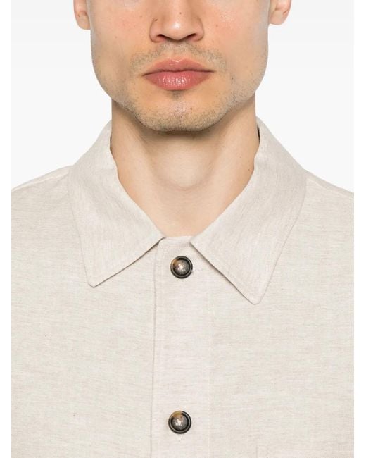 Giacca-Camicia Con Motivo Chevron di Manuel Ritz in Natural da Uomo