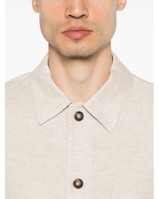 Manuel Ritz Hemdjacke Mit Zickzackmuster in Natural für Herren