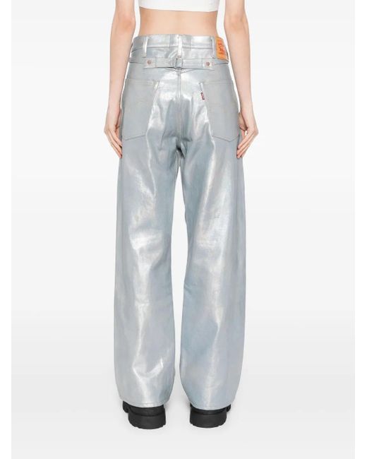 Junya Watanabe White Foiled-Print Straight-Leg Jeans