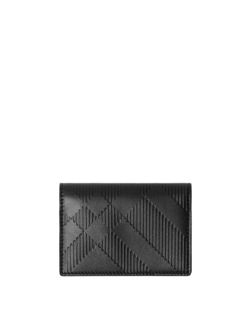Burberry Black Check-pattern Leather Cardholder for men