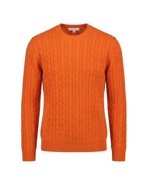 Malo Orange Cable-Knit Cashmere Sweater for men