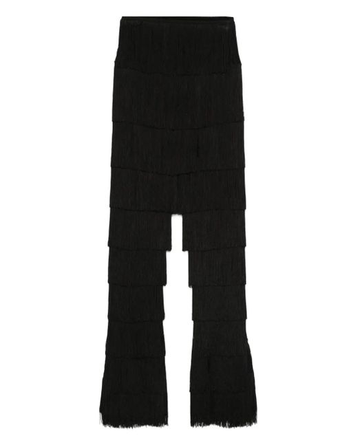 Norma Kamali Black Fringed Leggings