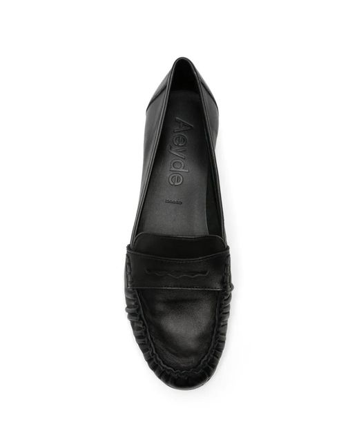 Aeyde Black Aldous Ruched Penny-Slot Loafers