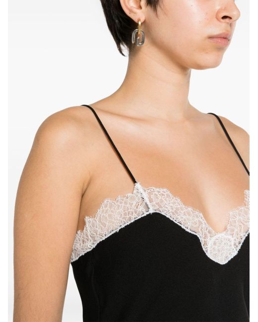 Moschino Black Lace-panel Crepe Slip Dress