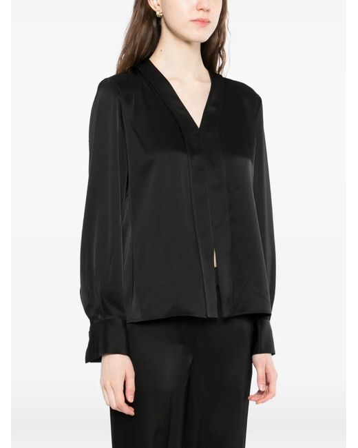Theory Black Seam Satin Blouse