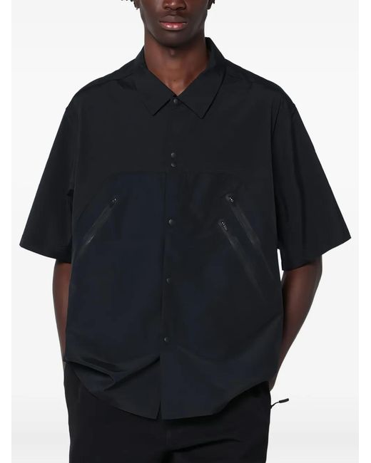 Purple Mountain Observatory Blue Zip-Pocket Short-Sleeve Shirt for men