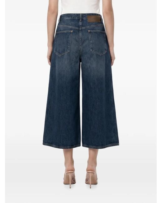 Soeur Blue Faded Wide-Leg Shorts