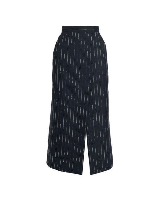 Erdem Blue Pinstripe-Pattern Pencil Skirt