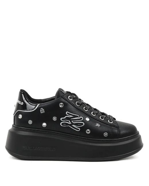 Karl Lagerfeld Women's Black Crystal-Embellished Platform Sneakers