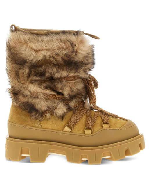 Moncler Natural Peak Après Shearling Lace-Up Boots