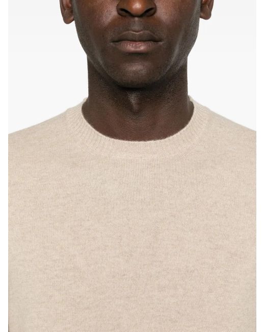 Fedeli Natural Round-Neck Cashmere Sweater for men