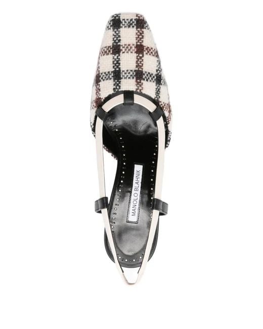 Manolo Blahnik Metallic 70Mm Vestal Checked Slingback Pumps