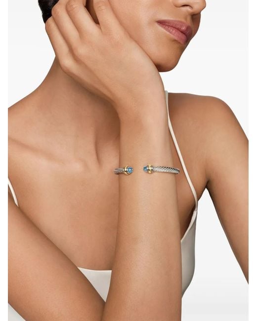 David Yurman White 14Kt And Sterling Classic Cable Bracelet