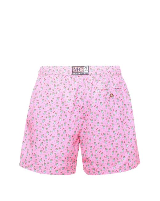 Mc2 Saint Barth Pink Cocktail-Print Drawstring Swim Shorts for men
