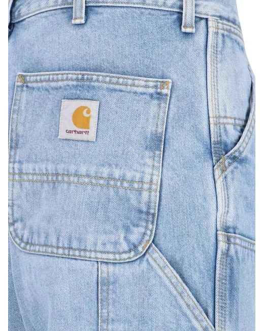 Carhartt Blue Double Knee Belt-Loop Jeans for men