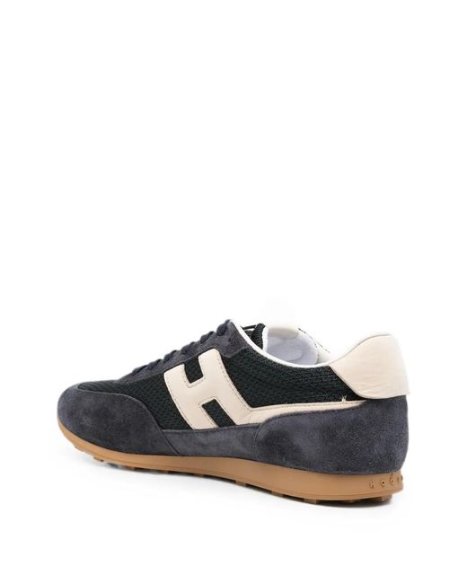 Hogan Blue Logo-Patch Panelled Sneakers for men