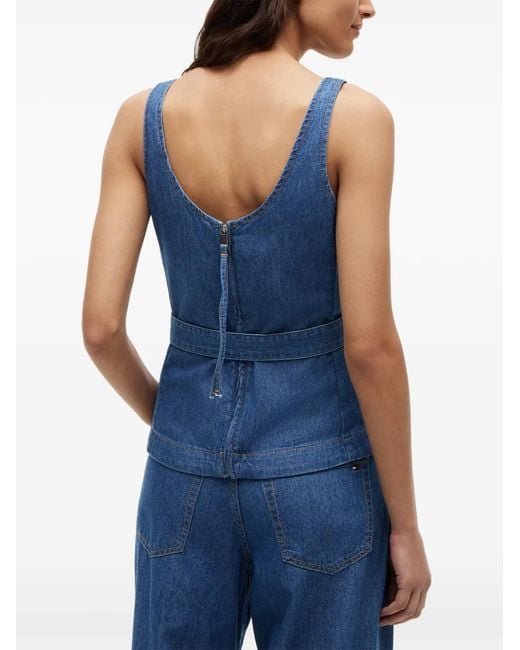 Tommy Hilfiger Blue Belted Denim Top