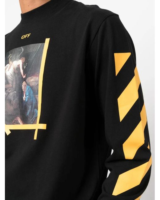 Off-White c/o Virgil Abloh Black Off- Long Sleeve Diagonal Arrow Carvagio Skate T-Shirt for men