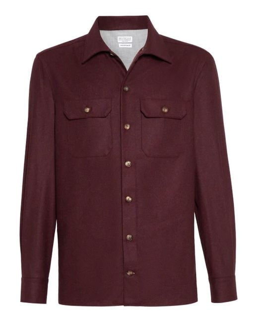 Camisa con bolsillo Brunello Cucinelli de hombre de color Red