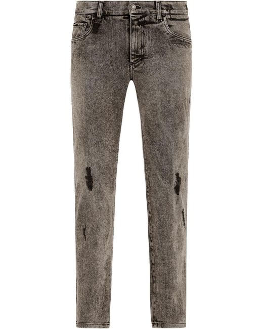 Dolce & Gabbana Multicolor Distressed Slim-fit Jeans for men