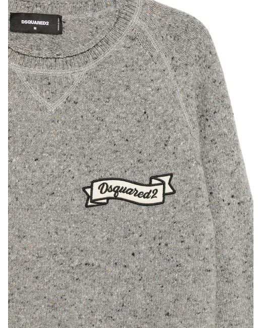 DSquared² Gray Jersey With Logo Patch for men