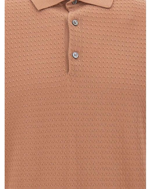 FILIPPO DE LAURENTIIS White Micro-Braided Polo Shirt for men