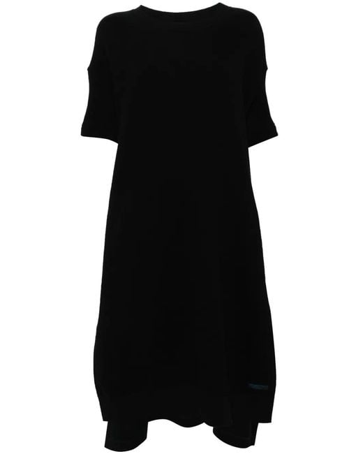 Yohji Yamamoto Black Side-Slit Midi Dress