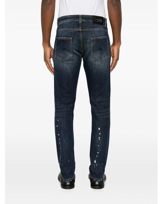 CoSTUME NATIONAL Blue Logo-Print Jeans for men