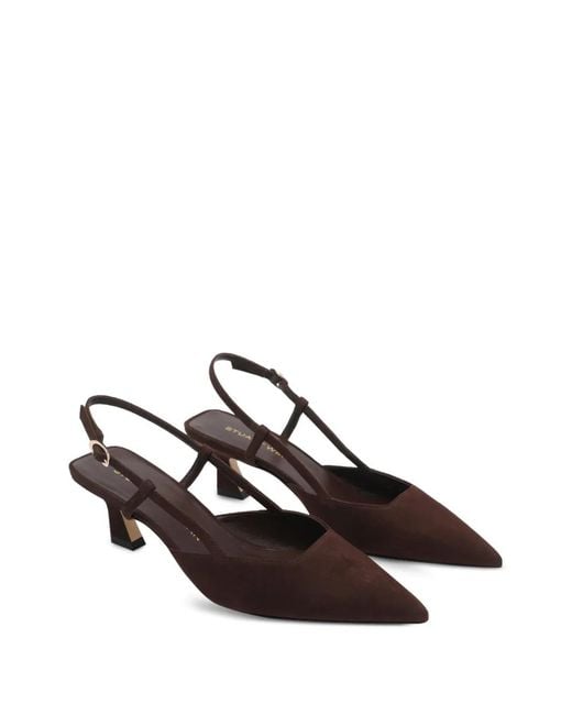 Stuart Weitzman White Escarpins En Daim Vinnie À Bride Arrière