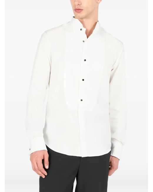 Roberto Cavalli White Pleated-Front Button Shirt for men