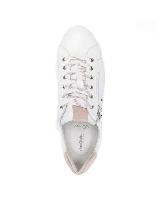 Nero Giardini White Zip-Up Leather Sneakers