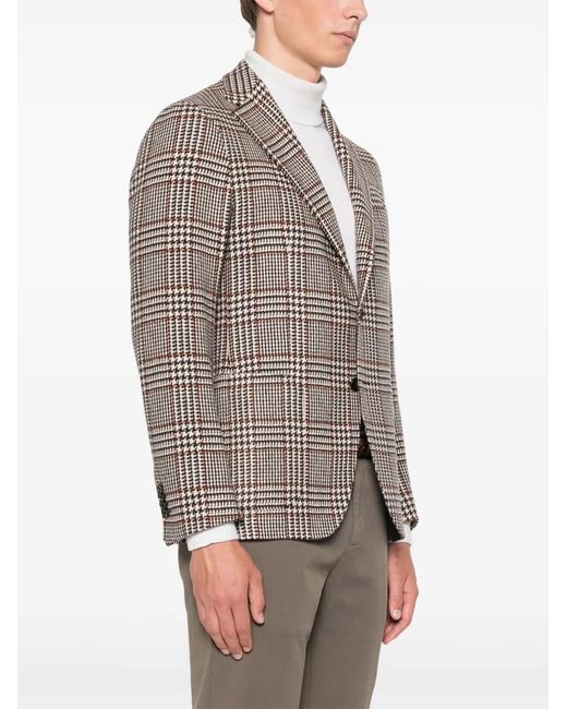 Tagliatore Brown Checked Blazer for men