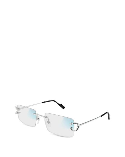 Cartier White C-Motif Rectangle-Frame Sunglasses for men