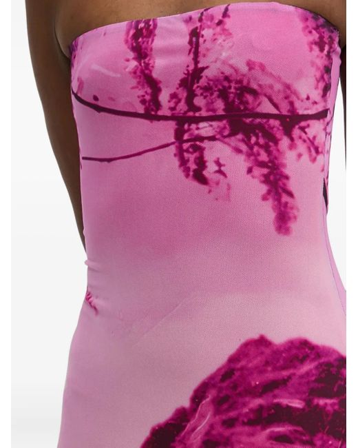 Desigual Pink X Mr. Christian Lacroix Strapless Midi Dress