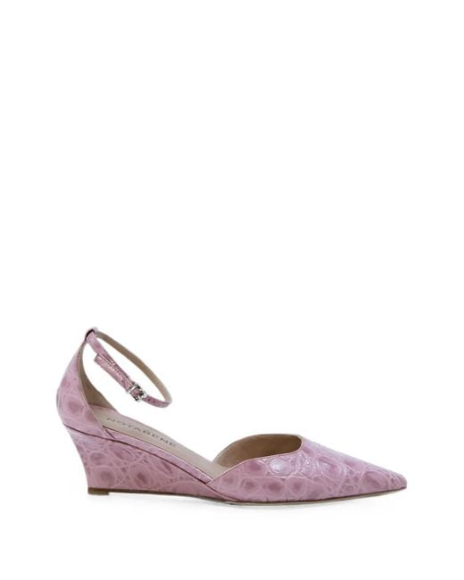 Notabene Pink Crocodile-Effect Pointed-Toe Sandals