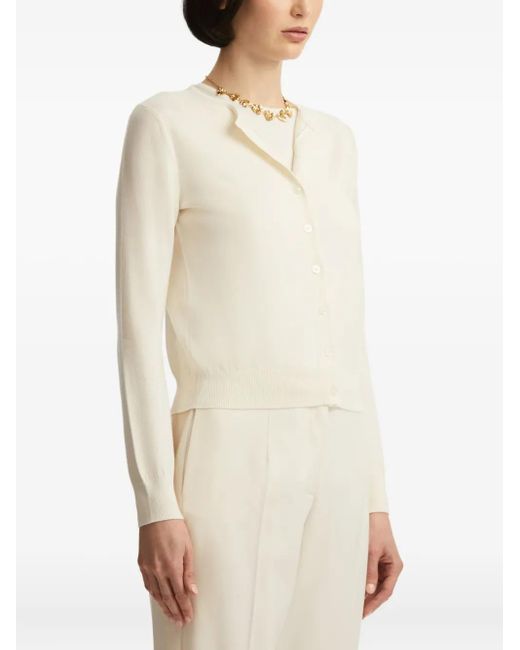 Oscar de la Renta White Button-Front Cardigan