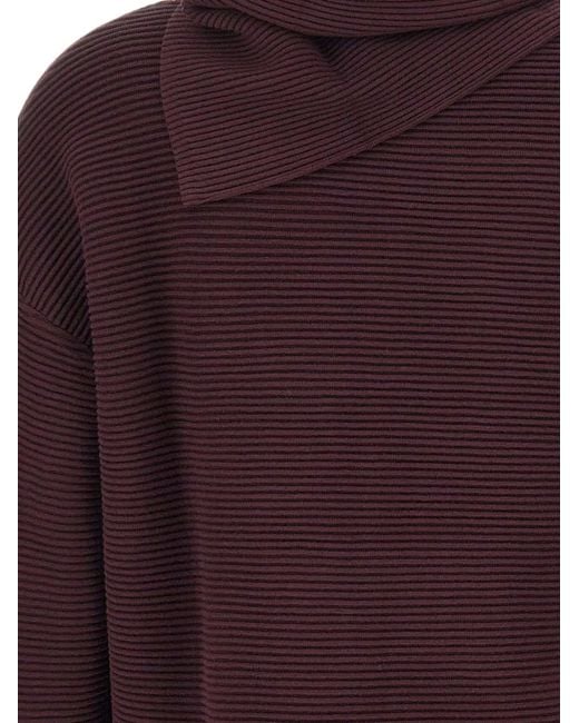 Elena Miro Purple Ribbed-Knit Boat-Neck Sweater