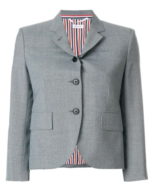 Thom Browne Gray Short Structured Blazernotched Lapels